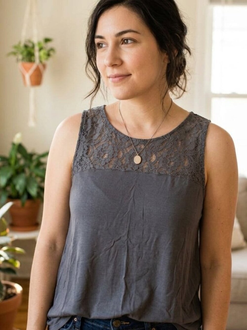 ⭐️ 5 for 20$! ⭐️ Old Navy Grey Lace Tank Top